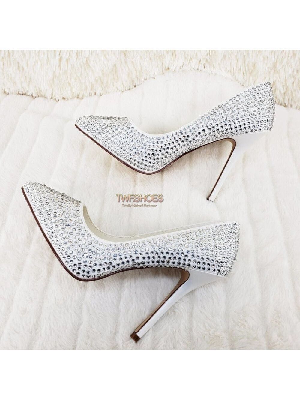 Ivory White Rhinestone Wedding High Heel Shoes